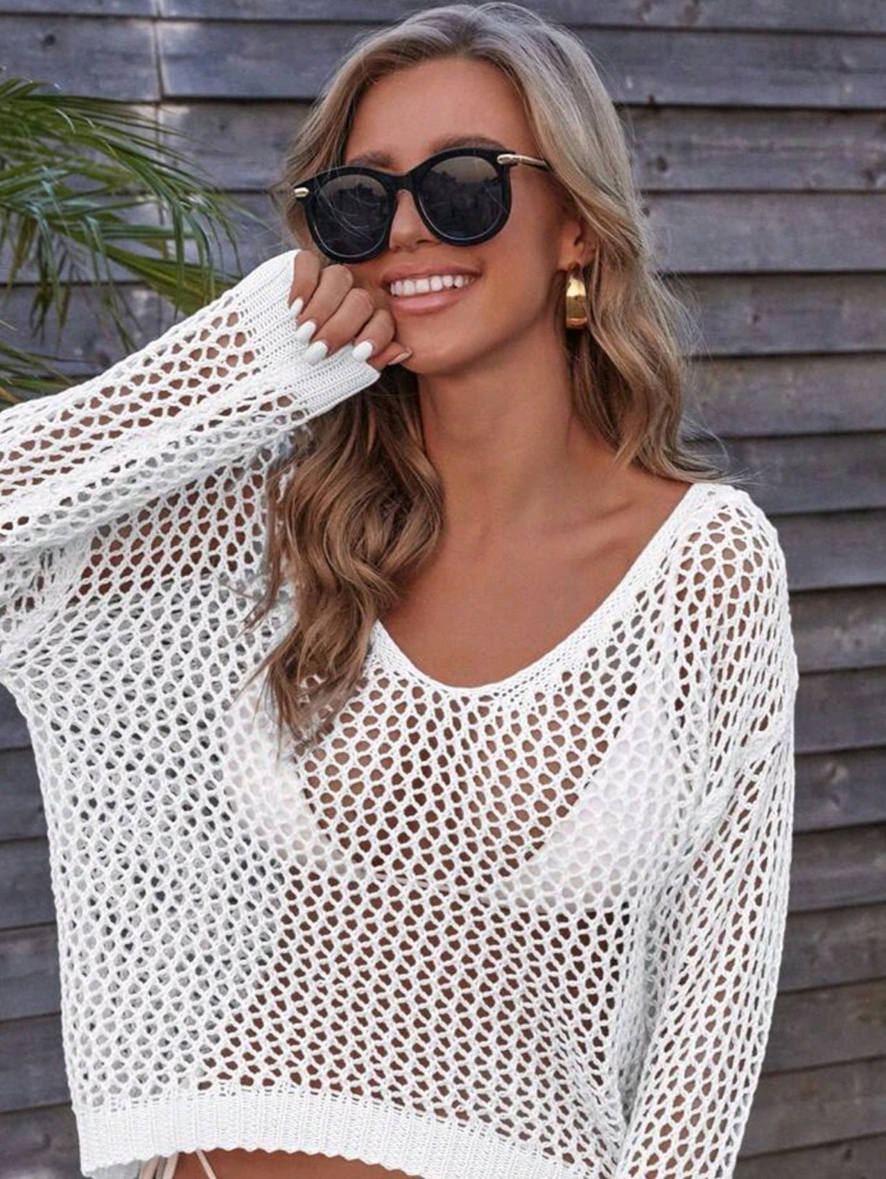 Sommerflut Lose große ausschnitt gestrickte hohl strand sonnencreme