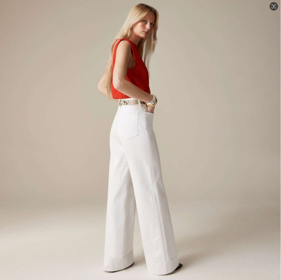 Damen Vintage Weite Bein Stretch Lockere Jeans