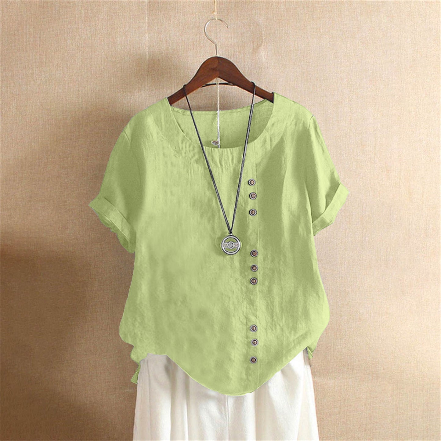 Lässiges Damenhemd aus Baumwolle und Leinen