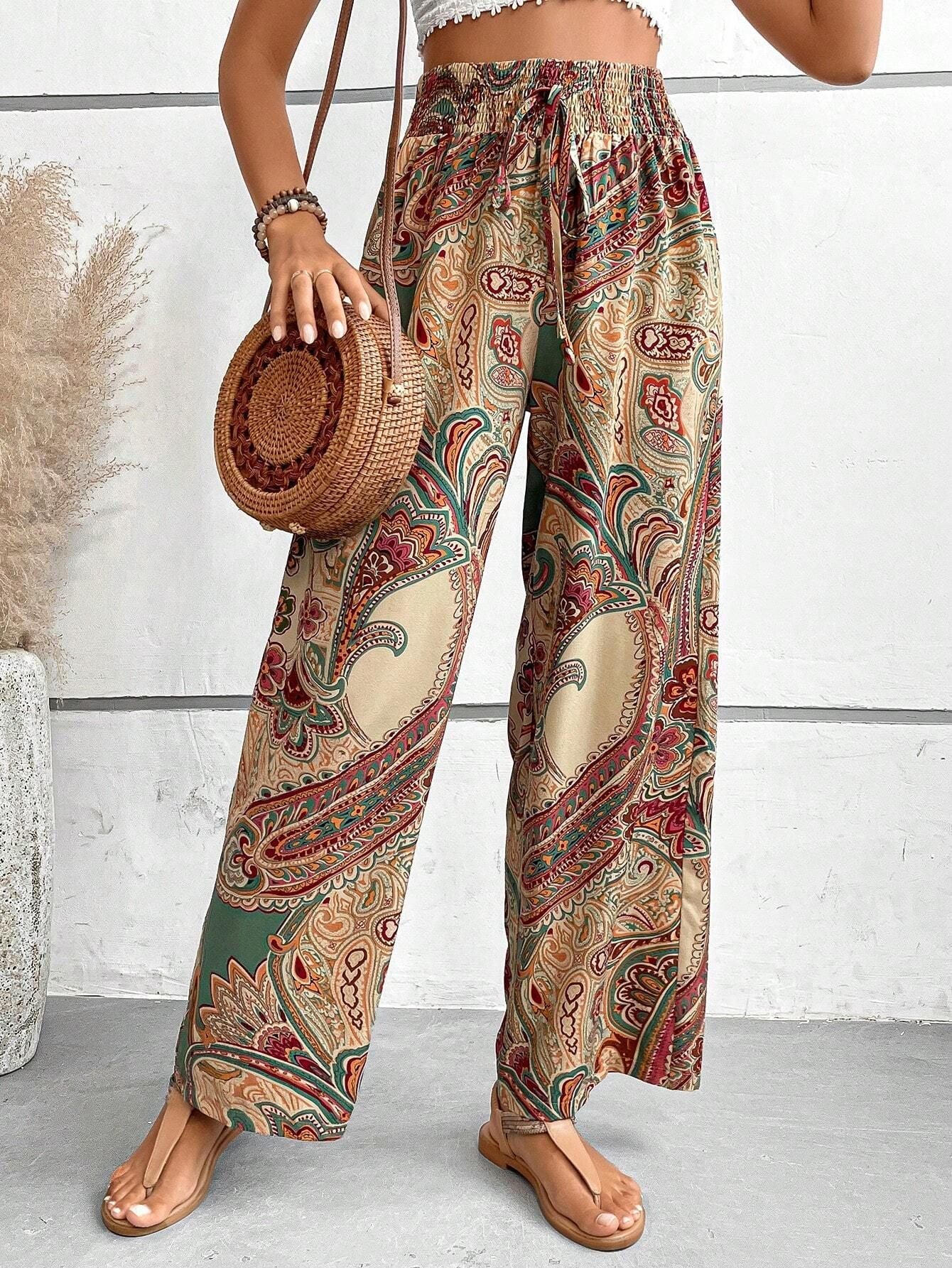 Modische Hose mit weitem Bein und Bohemien-Print