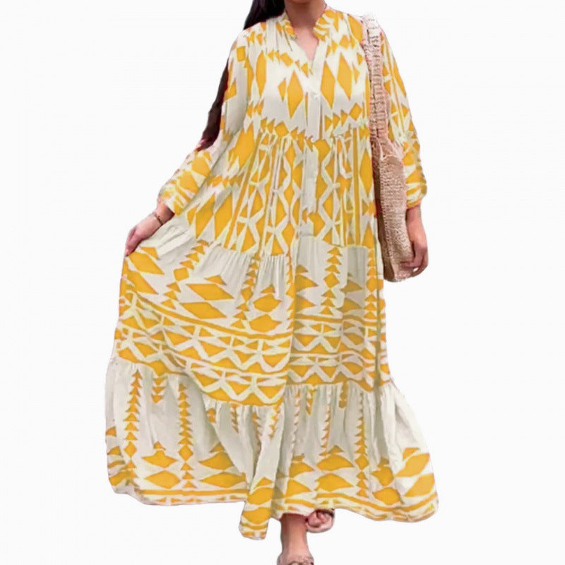 Übergroßes langes Kleid mit Bohemian-Print