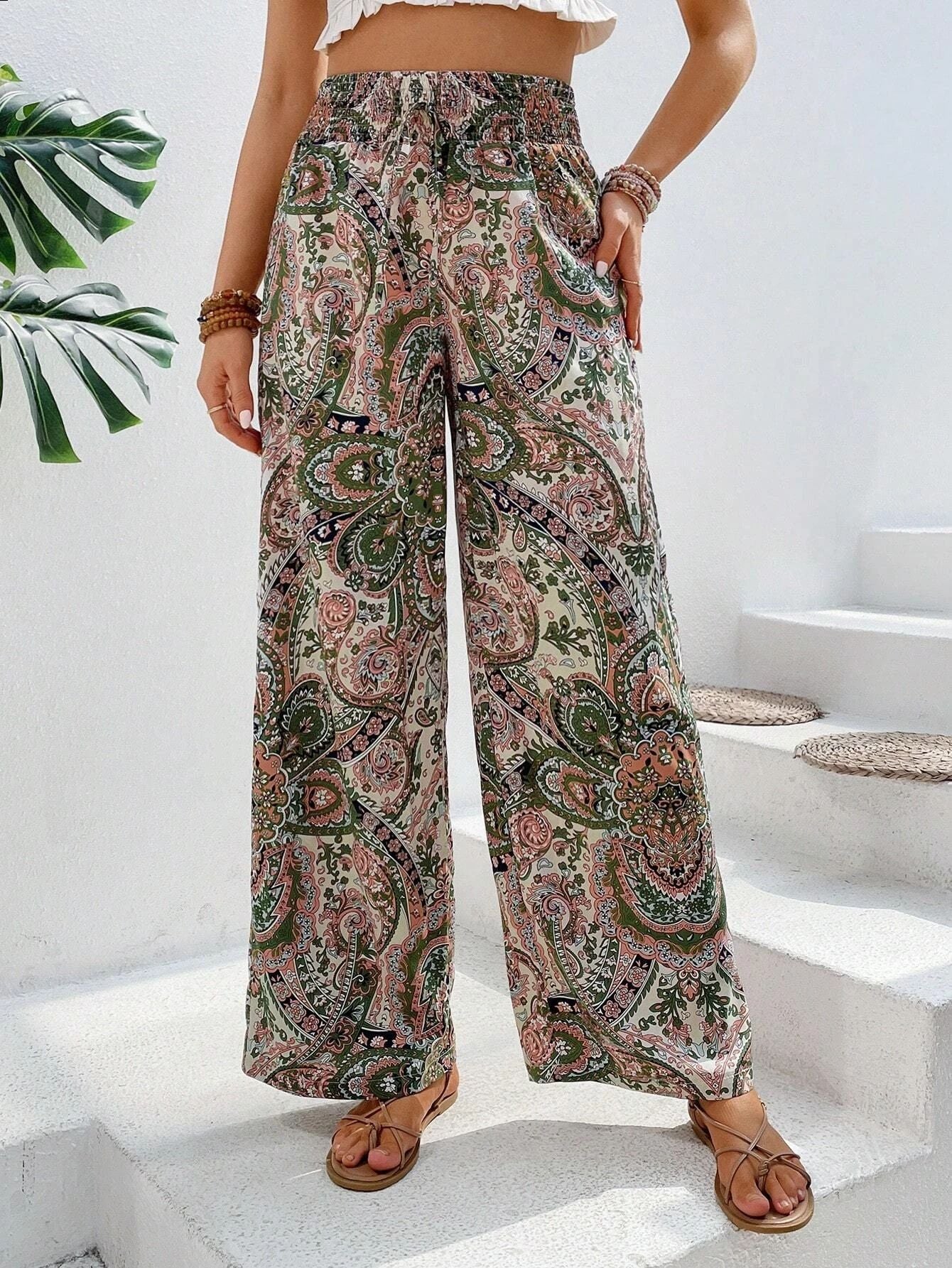 Modische Hose mit weitem Bein und Bohemien-Print