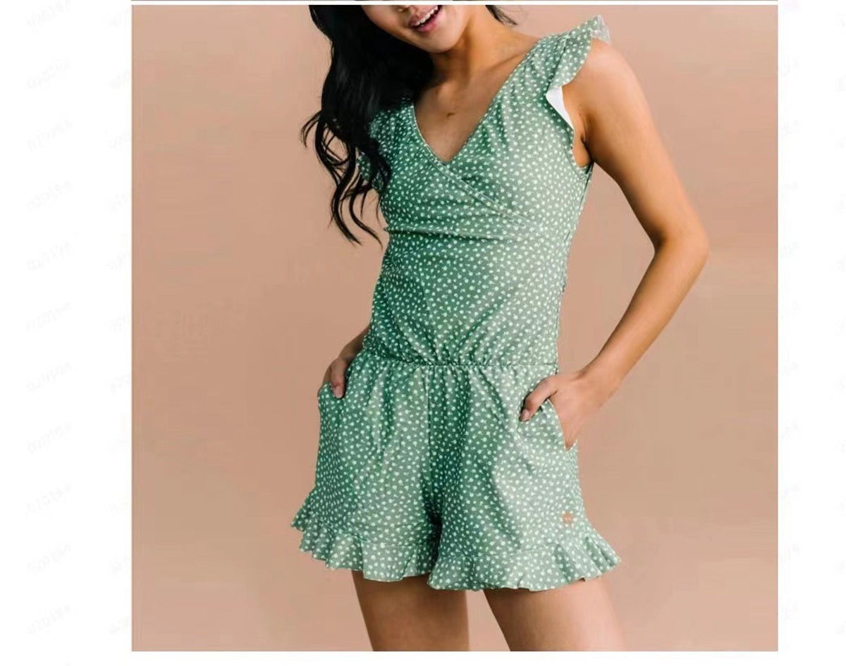 Gestreifter ärmelloser schmal geschnittener Pendler-Jumpsuit