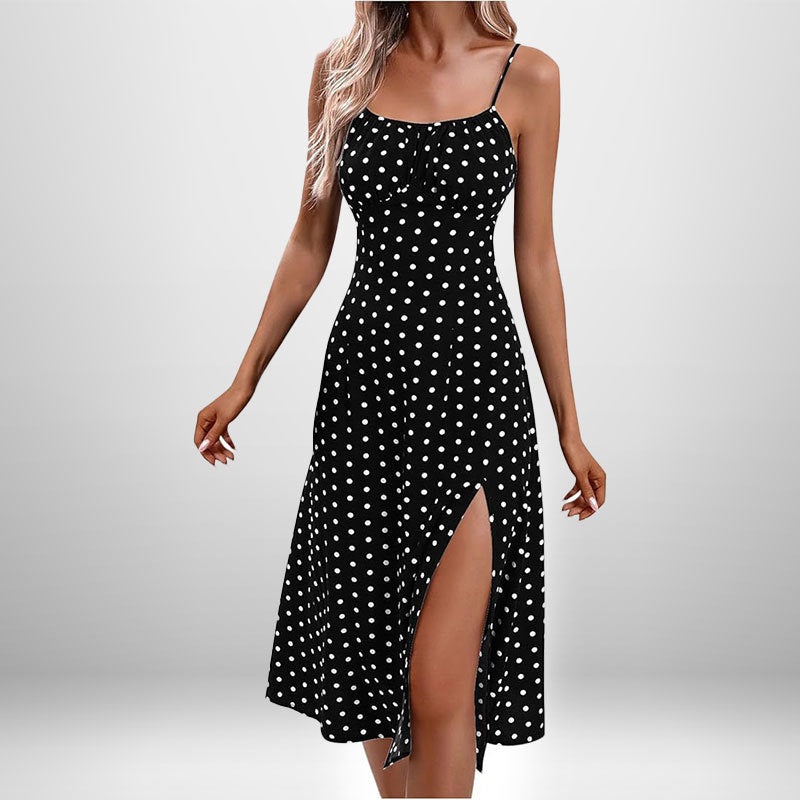 Sommerwind Sexy Strapskleid mit Polka Dot-Schlitz