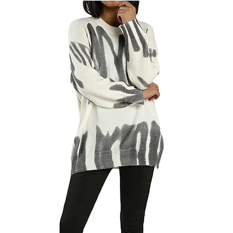 Lockerer vielseitiger Pullover im Lazy-Style mit Aufdruck für Damen