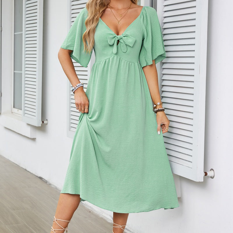 Blumenduft Fließendes Midikleid mit Schleife und Rüschen