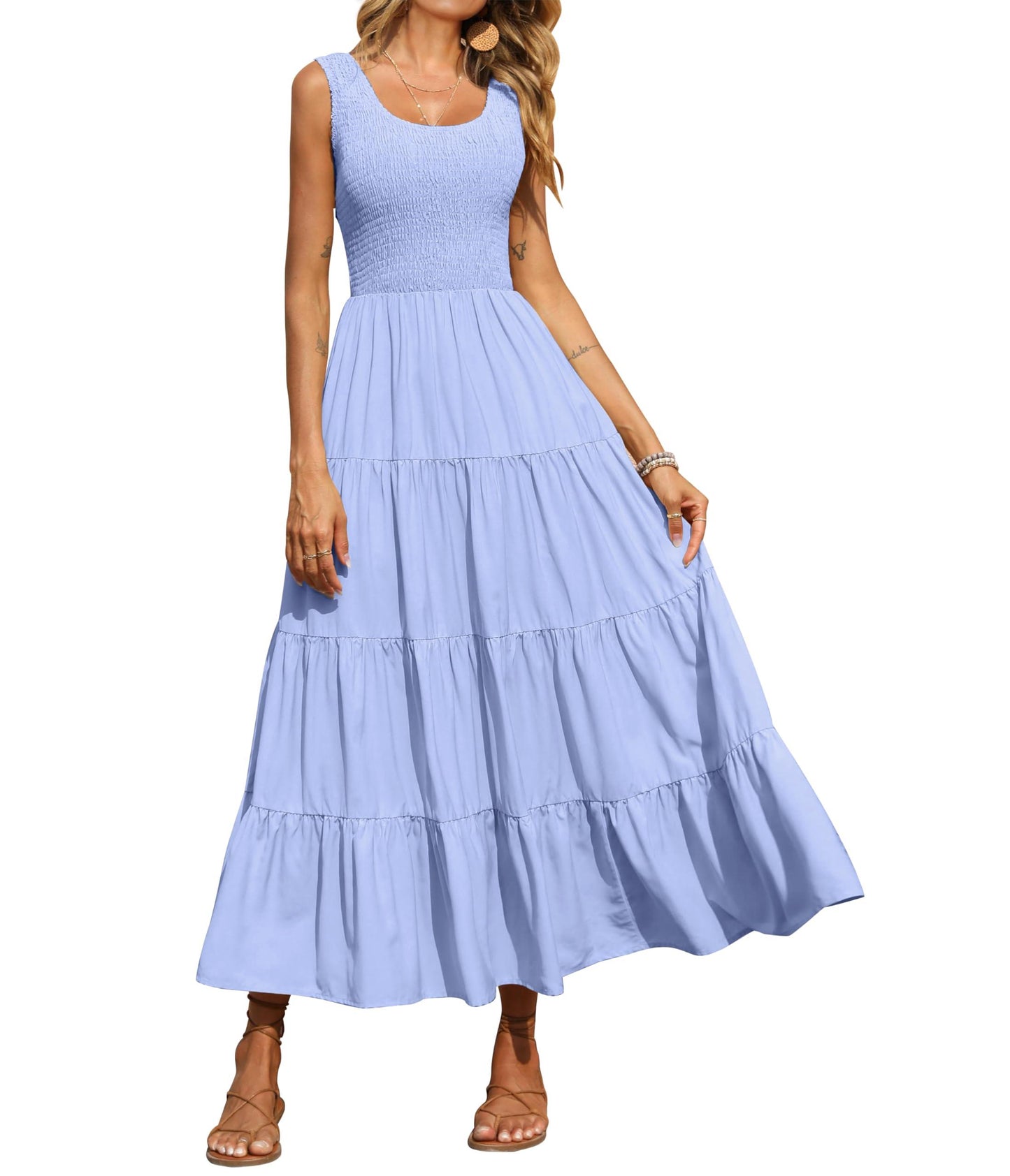 Lässiges einfarbiges langes Westenkleid Strandkleid