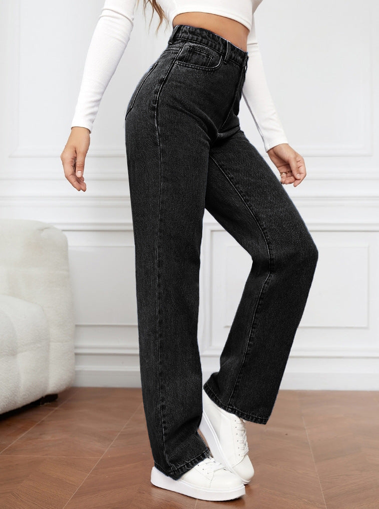 Modische All-Match High Waist Washed Jeans für Damen