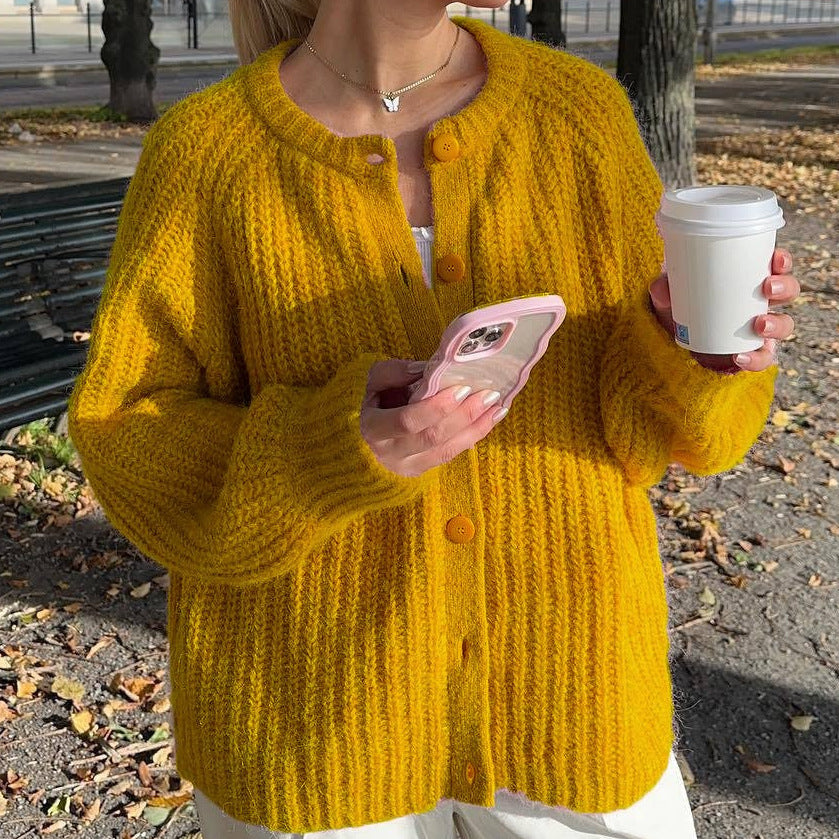 Herbst und Winter Street Casual Solid Color Rundhals Langarmpullover