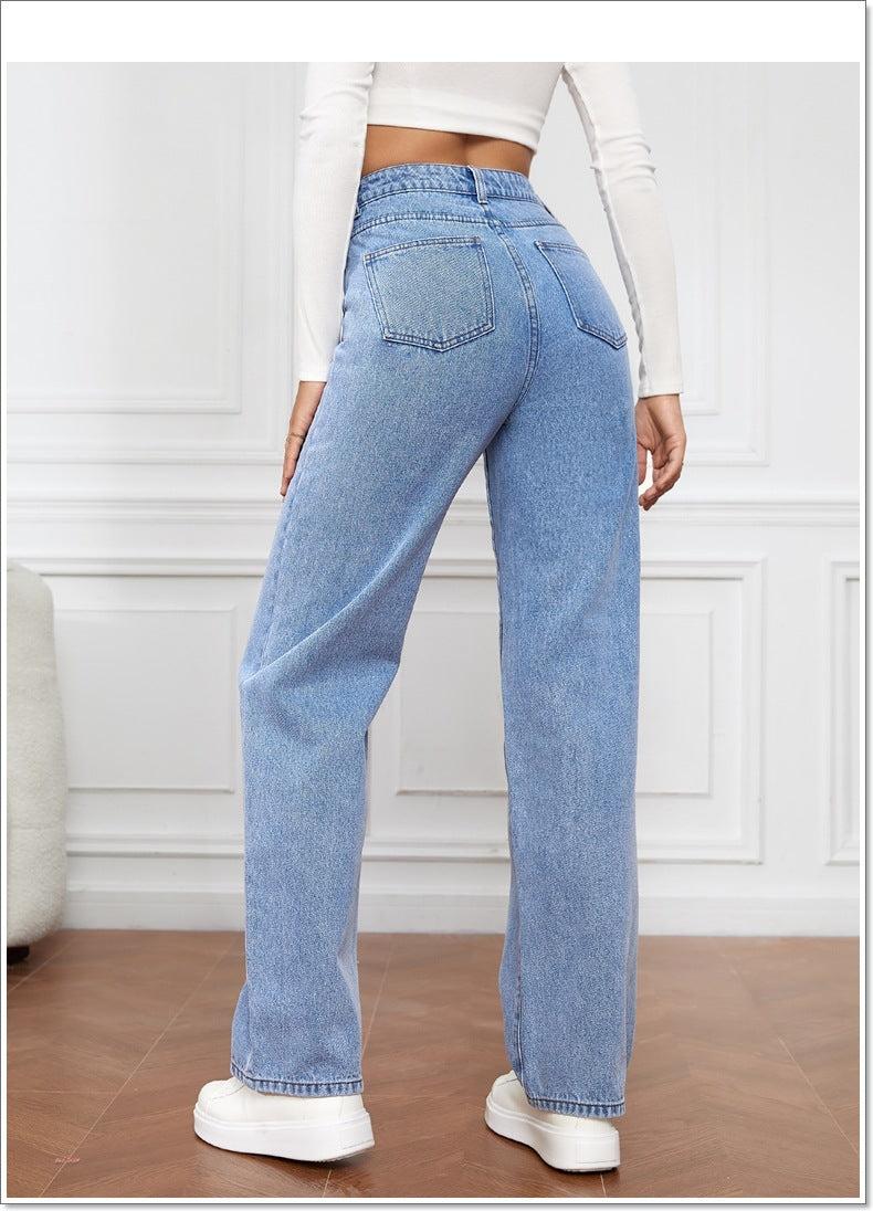 Modische All-Match High Waist Washed Jeans für Damen