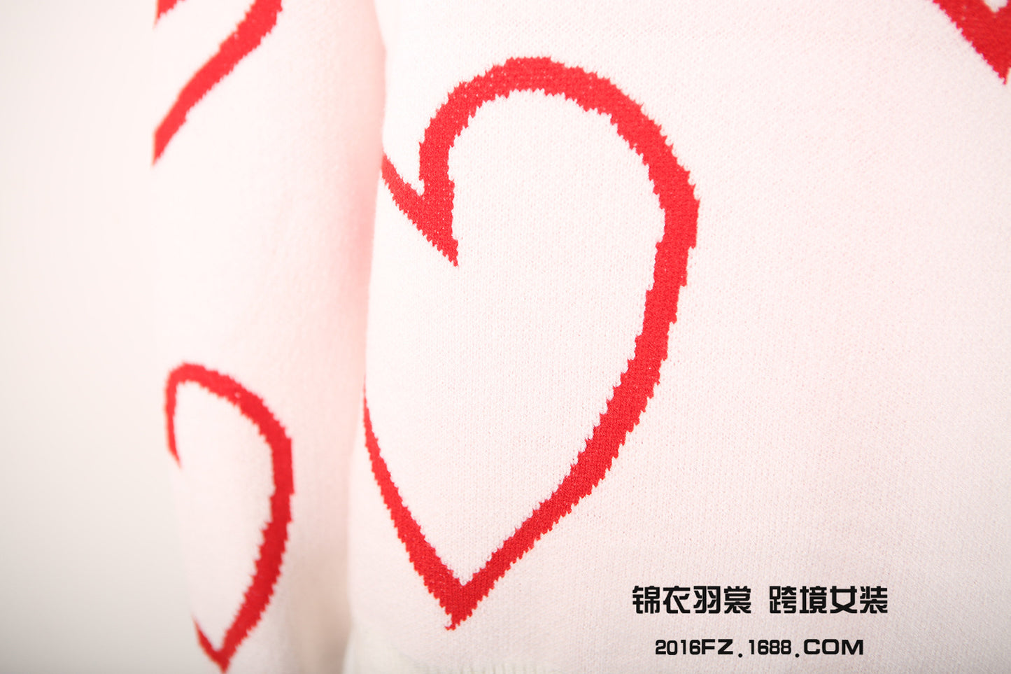 Herbst und Winter herzförmiger Rundhals-Strickpullover mit warmem