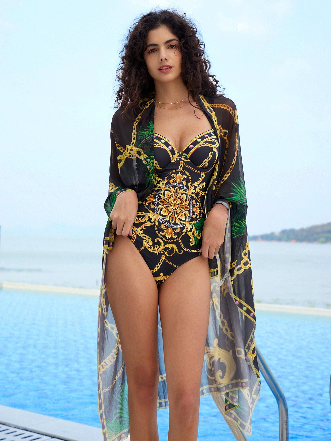 Sternenschimmer Sexy bedruckter Bikini-Überzug zweiteiliger Badeanzug