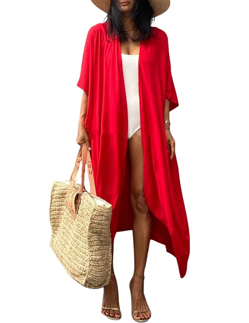 Bsubseach Stylish Tie Dye Open Front Long Kimono Swimsuit Cover Up for Women Swimwear Cover Ups
