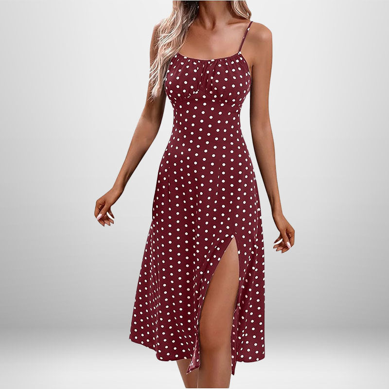 Sommerwind Sexy Strapskleid mit Polka Dot-Schlitz