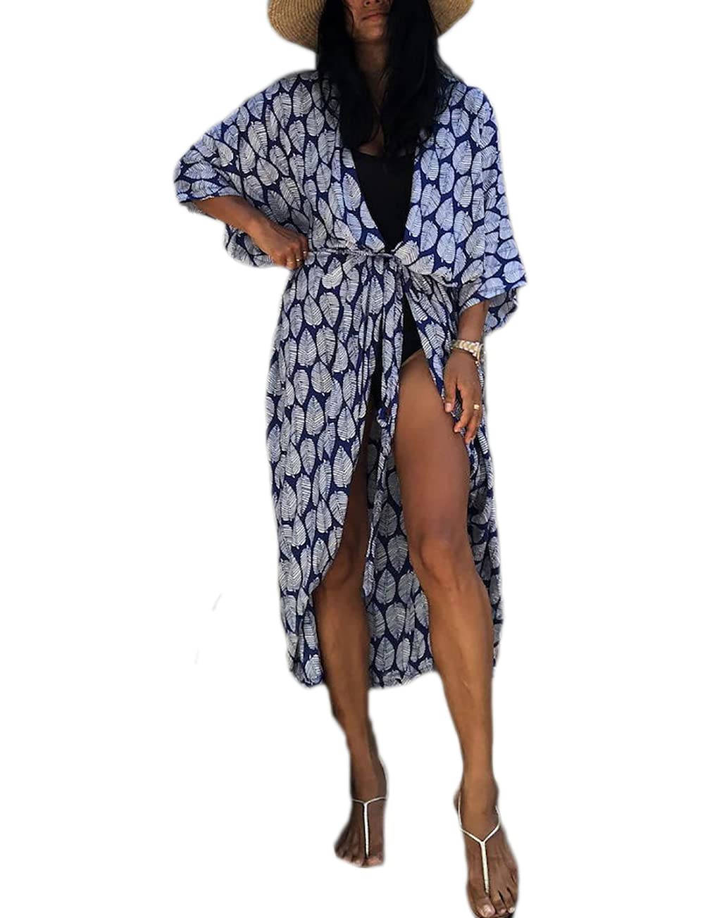 Bsubseach Stylish Tie Dye Open Front Long Kimono Swimsuit Cover Up for Women Swimwear Cover Ups