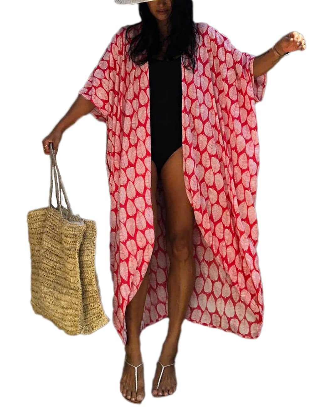 Bsubseach Stylish Tie Dye Open Front Long Kimono Swimsuit Cover Up for Women Swimwear Cover Ups
