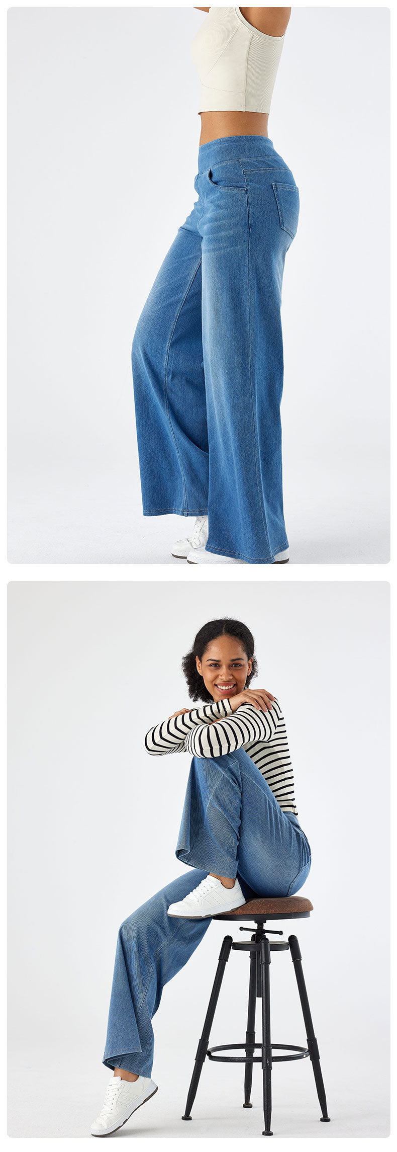 Yoga-Hose mit hoher Elastizität und schmalem lässigem Schnitt und weitem Bein