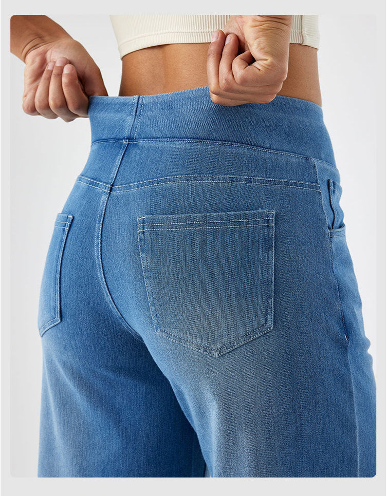 Yoga-Hose mit hoher Elastizität und schmalem lässigem Schnitt und weitem Bein