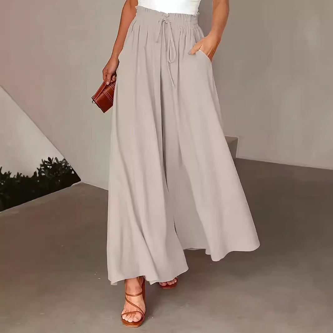 Bohemian elastischer Bund Polka Dot Print weites Bein Hose langer Rock