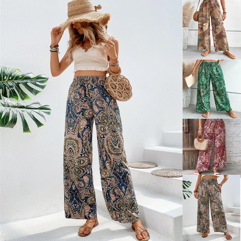 Modische Hose mit weitem Bein und Bohemien-Print