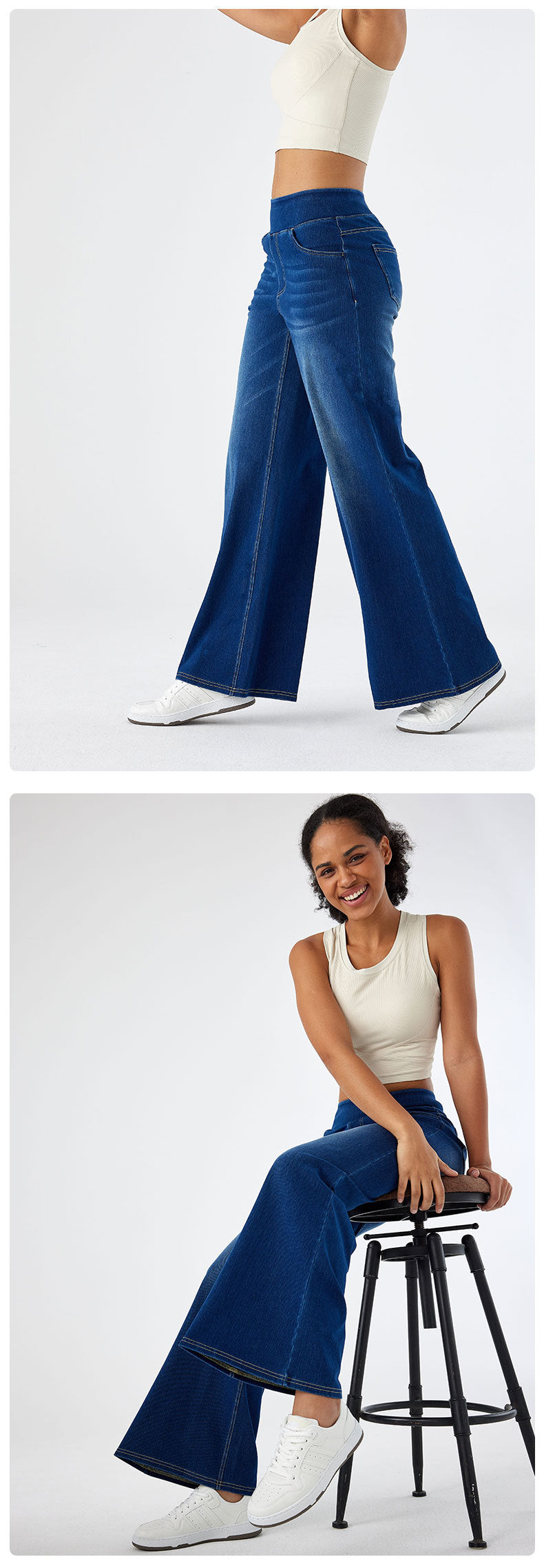 Yoga-Hose mit hoher Elastizität und schmalem lässigem Schnitt und weitem Bein