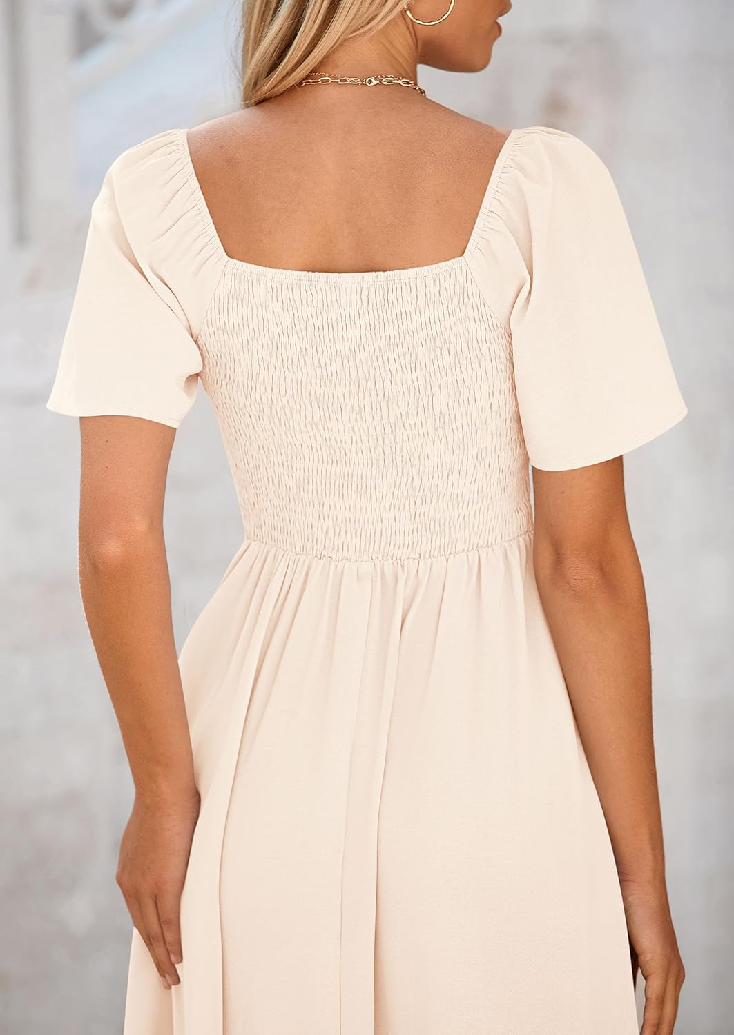 PRETTYGARDEN 2025 Summer Dress for Women Casual Short Sleeve Bow Tie V Neck Ruffle Midi Flowy Dresses