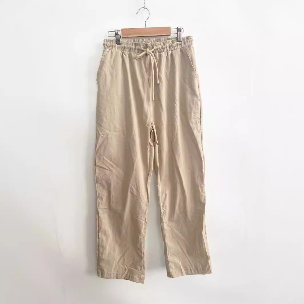 Bequeme Stretch-Freizeithose aus Baumwolle und Leinen