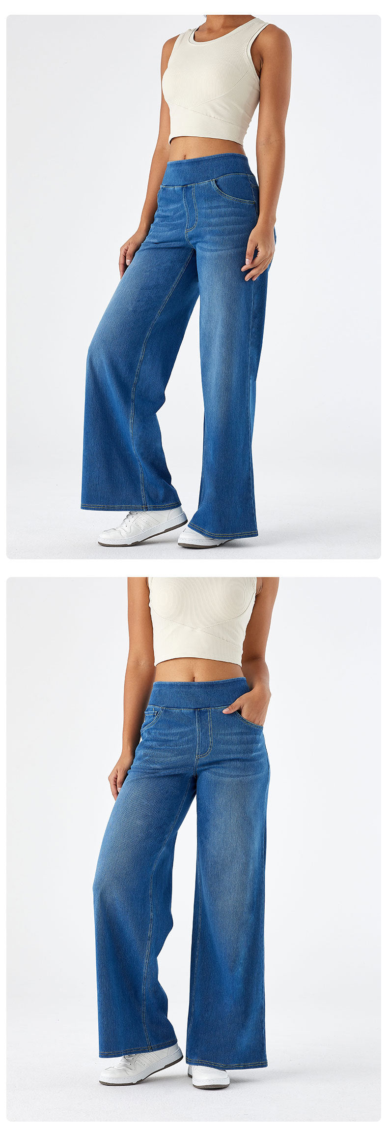 Yoga-Hose mit hoher Elastizität und schmalem lässigem Schnitt und weitem Bein