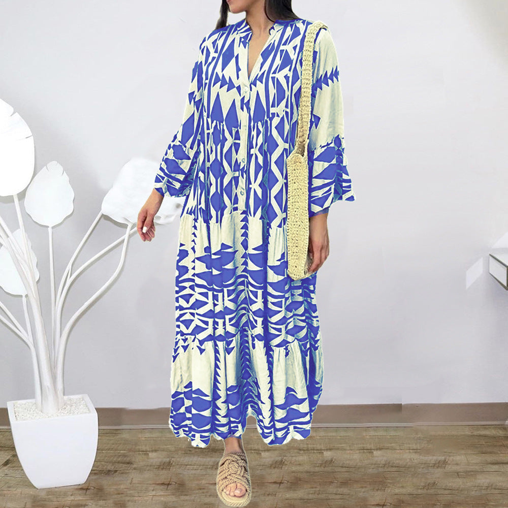 Übergroßes langes Kleid mit Bohemian-Print