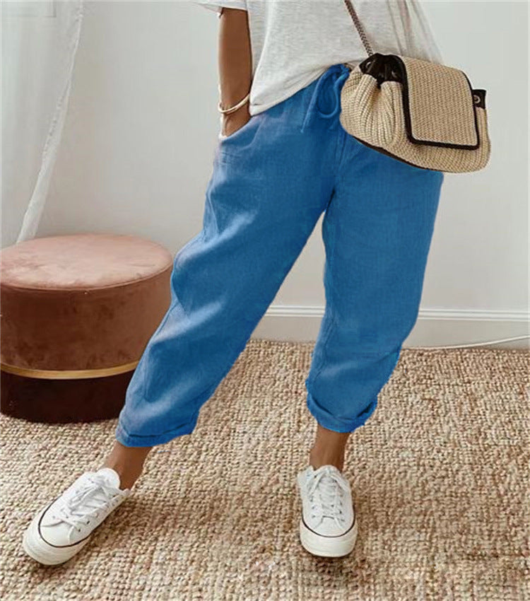 Bequeme Stretch-Freizeithose aus Baumwolle und Leinen