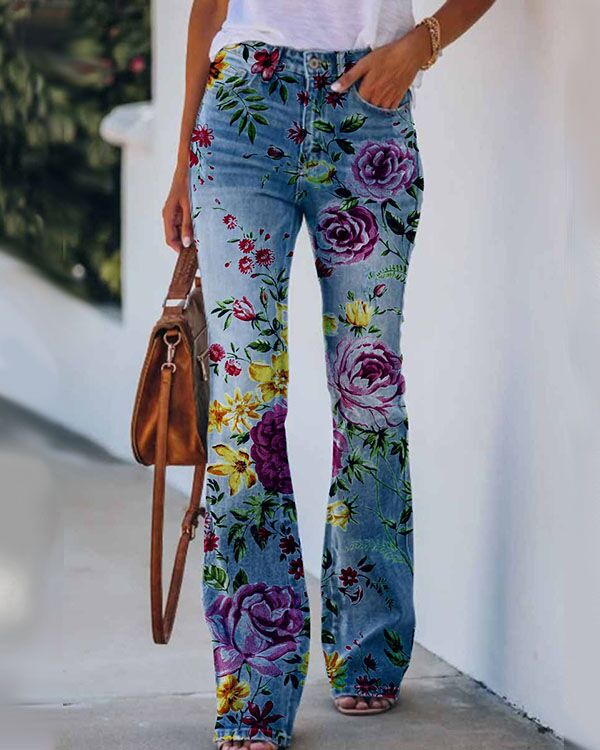Schmetterlings Tanz Lässige Slim-Jeans mit Print