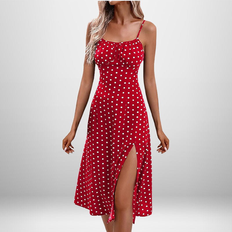 Sommerwind Sexy Strapskleid mit Polka Dot-Schlitz