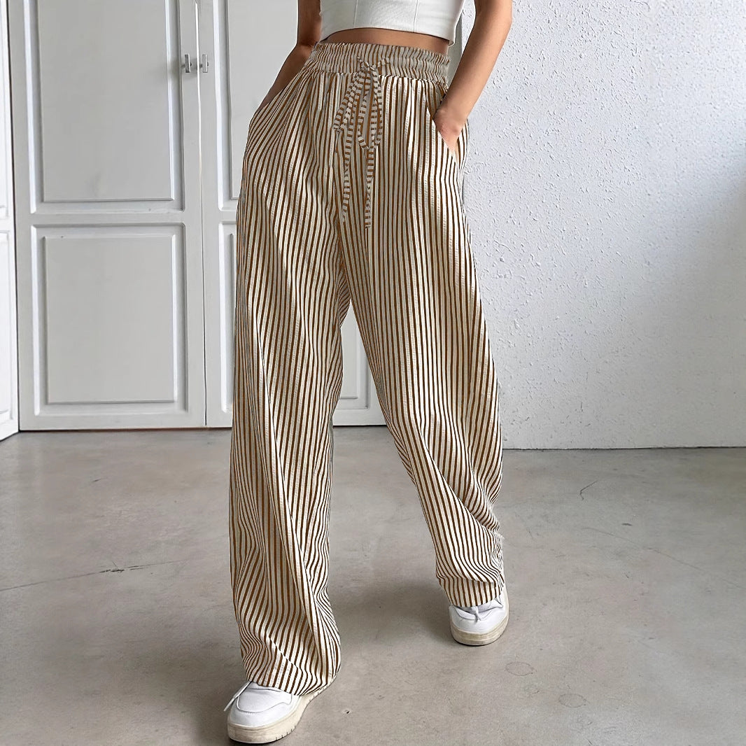 Gestreifte lässige gerade geschnittene Pendlerhose