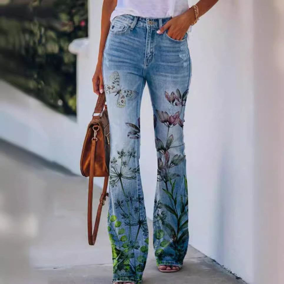 Schmetterlings Tanz Lässige Slim-Jeans mit Print