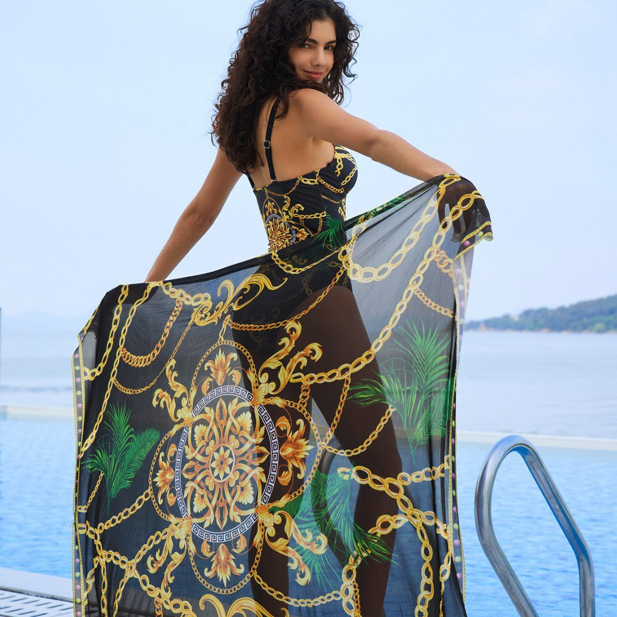 Sternenschimmer Sexy bedruckter Bikini-Überzug zweiteiliger Badeanzug