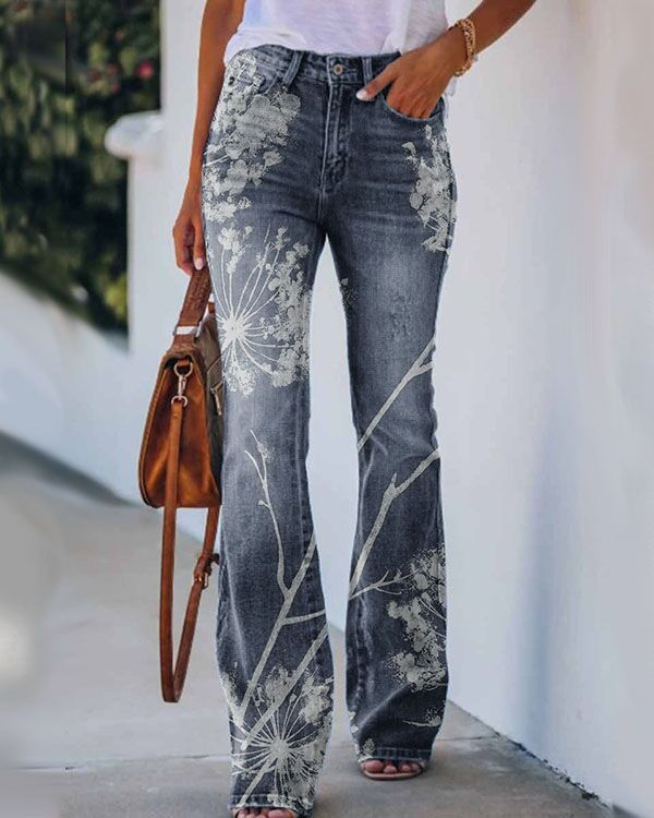 Schmetterlings Tanz Lässige Slim-Jeans mit Print