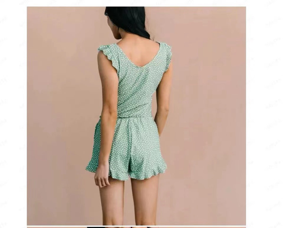 Gestreifter ärmelloser schmal geschnittener Pendler-Jumpsuit