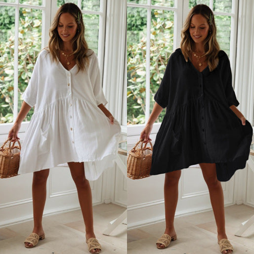 Lilientraum Lockeres Strandkleid aus Baumwolle