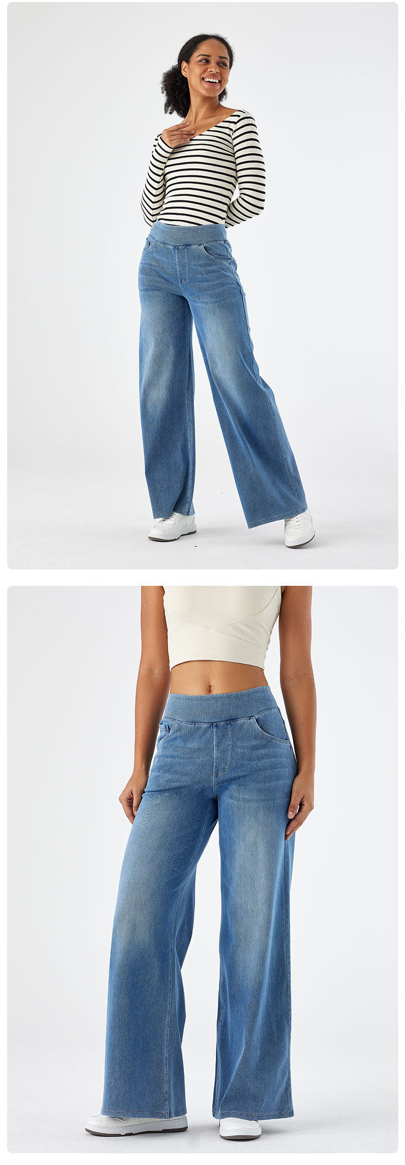 Yoga-Hose mit hoher Elastizität und schmalem lässigem Schnitt und weitem Bein